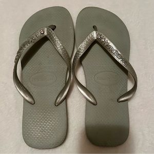 Havaianas Gray/Silver Flip Flops